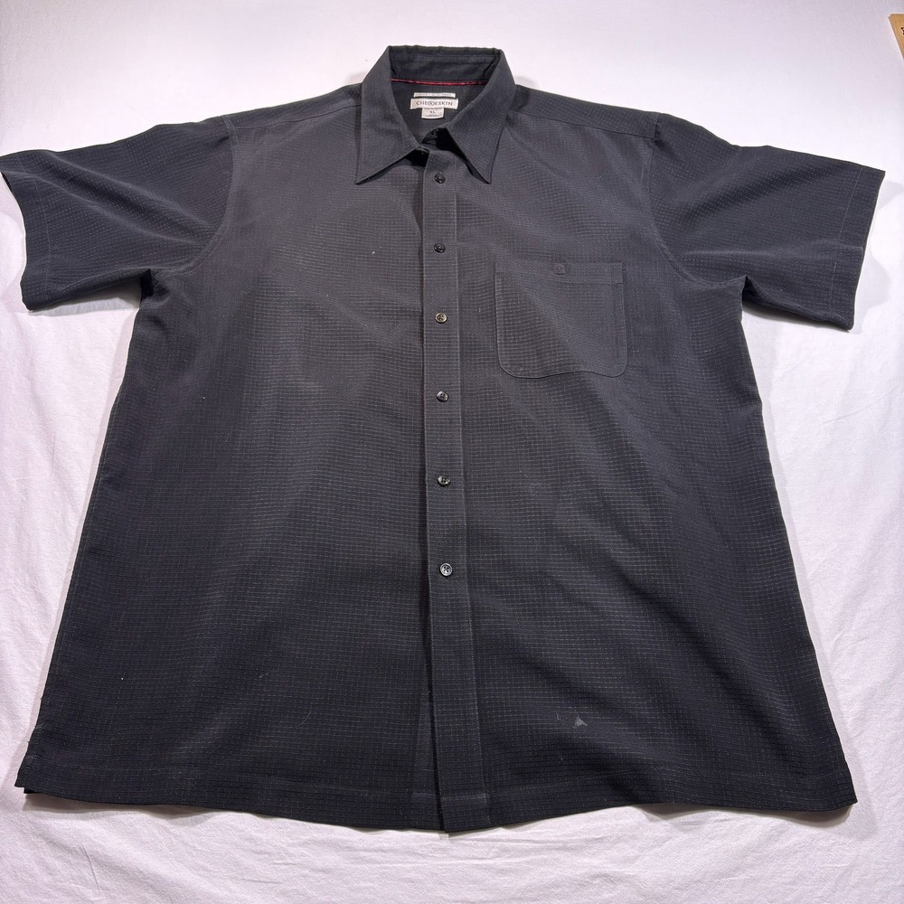 CHERESKIN Mens‎ Short Sleeve Button Up Shirt XL Black